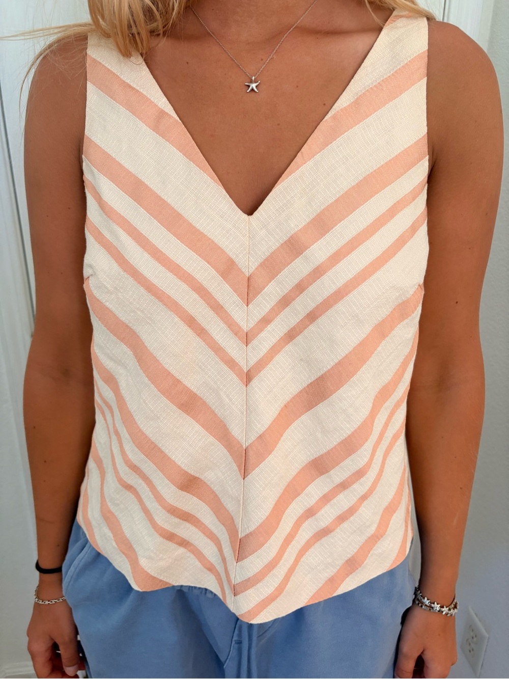 Anthropologie HD in Paris Peach & Cream Chevron V-Neck Camisole